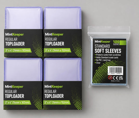 100 3x4 Rigid Toploaders + 100 Penny Sleeves Card Protectors