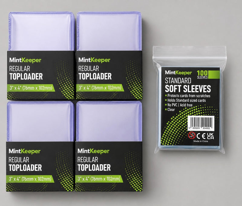 100 3x4 Rigid Toploaders + 100 Penny Sleeves Card Protectors