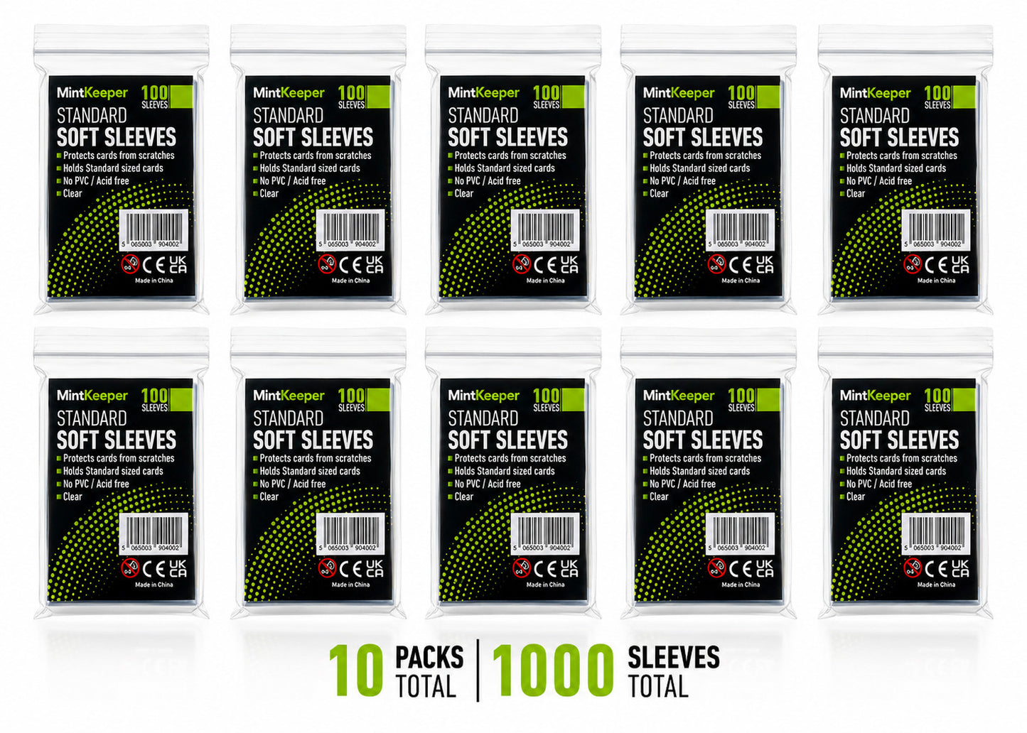 1000x MintKeeper Clear Standard Size Penny Sleeves 2.5" x 3.5"( 10 x Packs) TCG