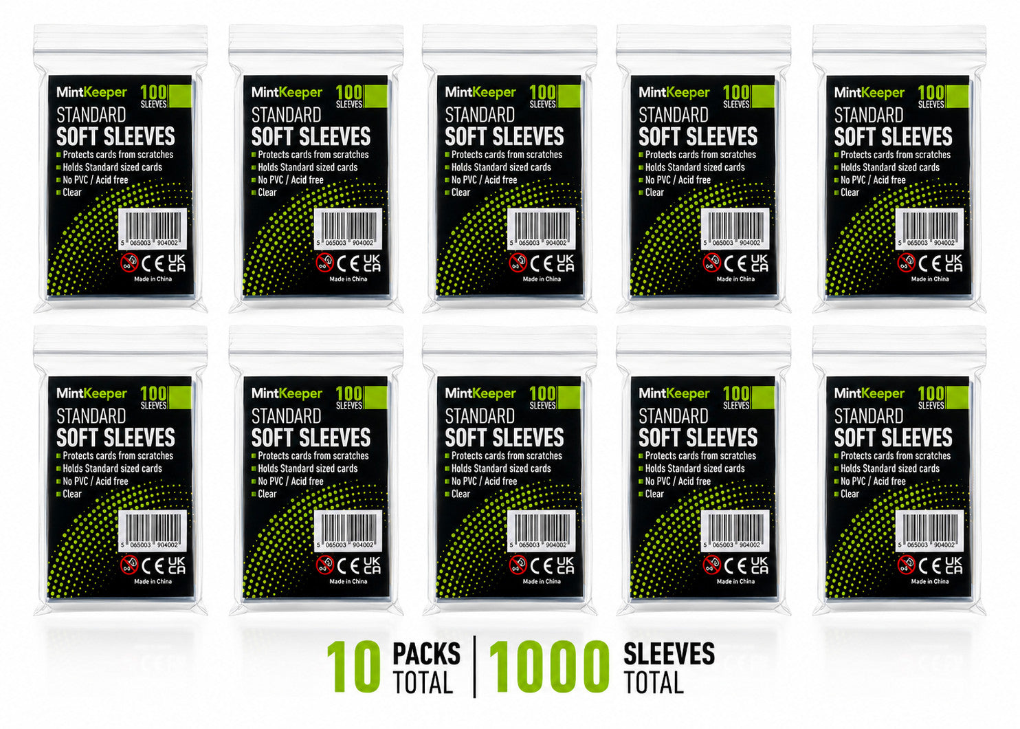 1000x MintKeeper Clear Standard Size Penny Sleeves 2.5" x 3.5"( 10 x Packs) TCG