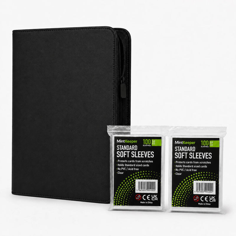 252-Toploader 9-Pocket Zip Binder Album + 200 Soft Sleeves
