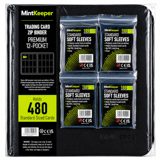 MintKeeper 480 Trading Card Binder 12 Pocket Zip Album + 400 Penny Sleeves TCG