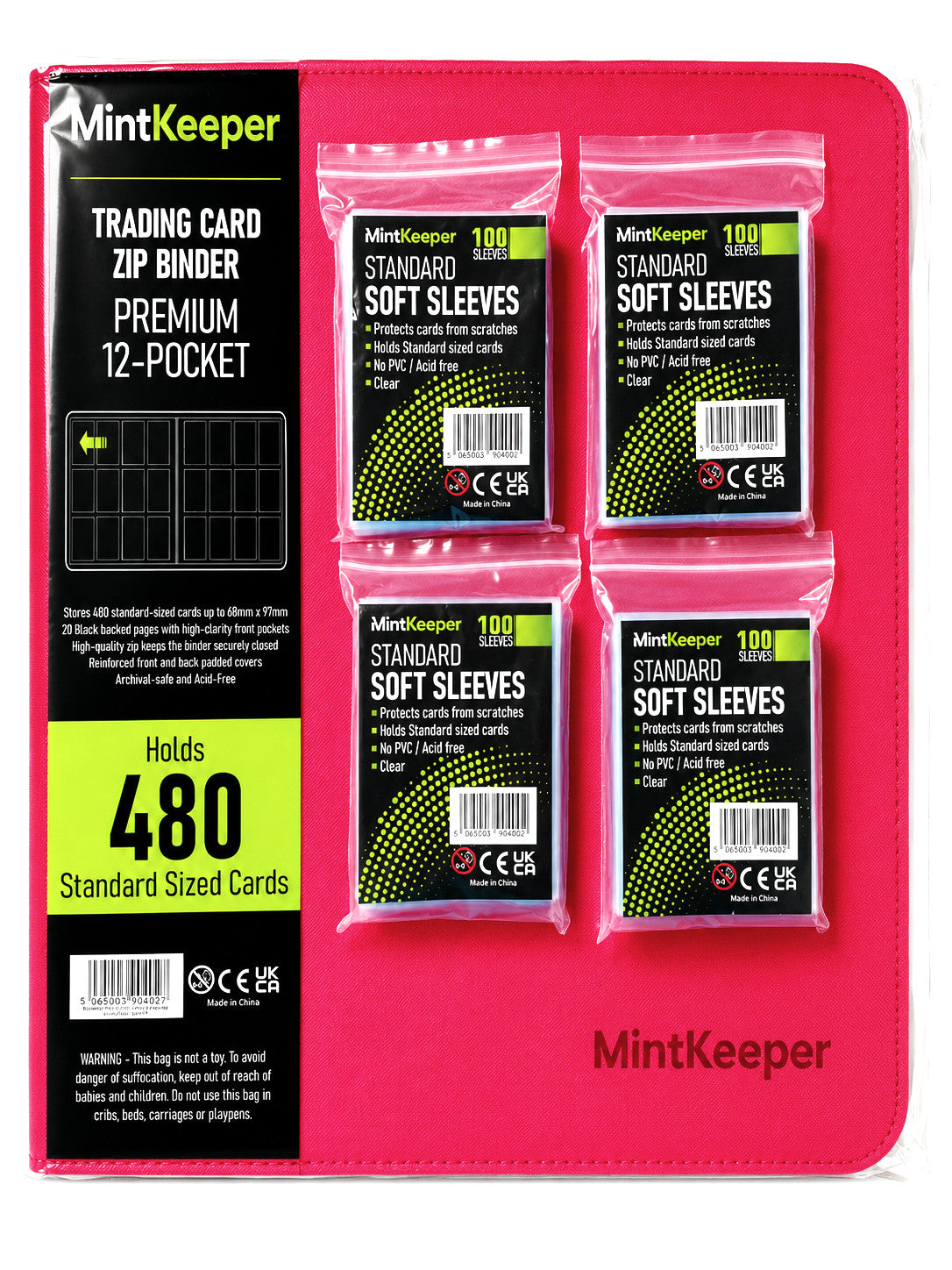 MintKeeper 480 Trading Card Binder 12 Pocket Zip Album + 400 Penny Sleeves TCG